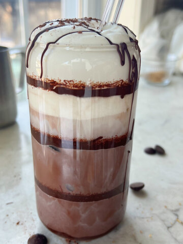 iced peppermint mocha coffee latte recipe