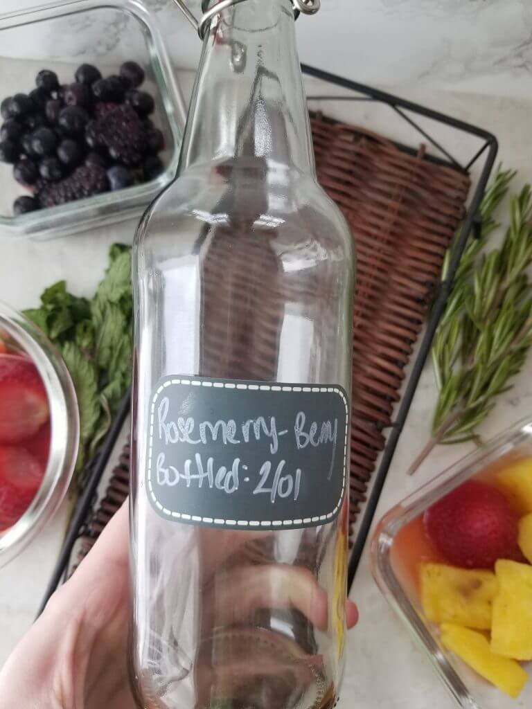 labeled kombucha bottle