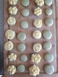 filled matcha macarons