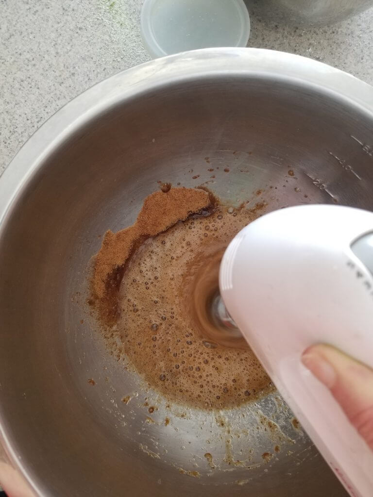 mixing coconut sugar in macarons