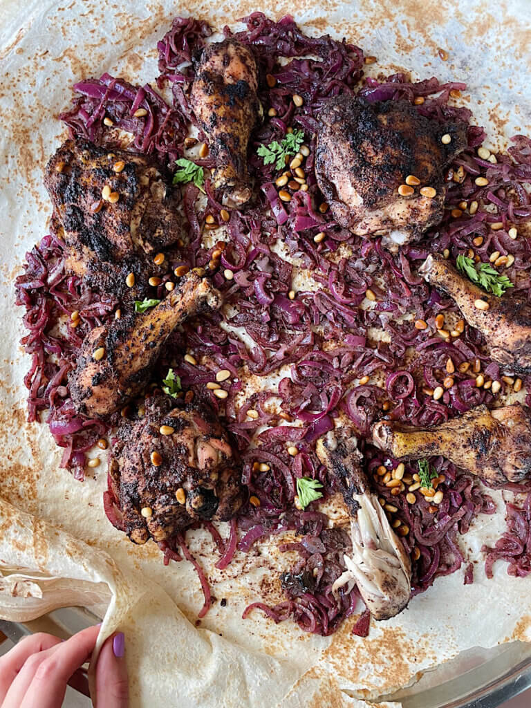 Palestinian chicken musakhan recipe