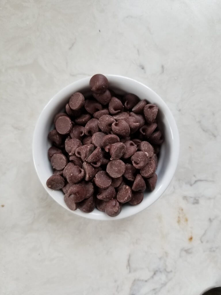dark chocolate chips for a vegan snack