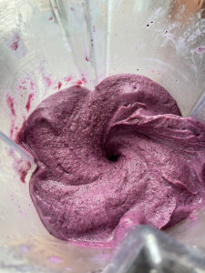blueberry peach smoothie in blender