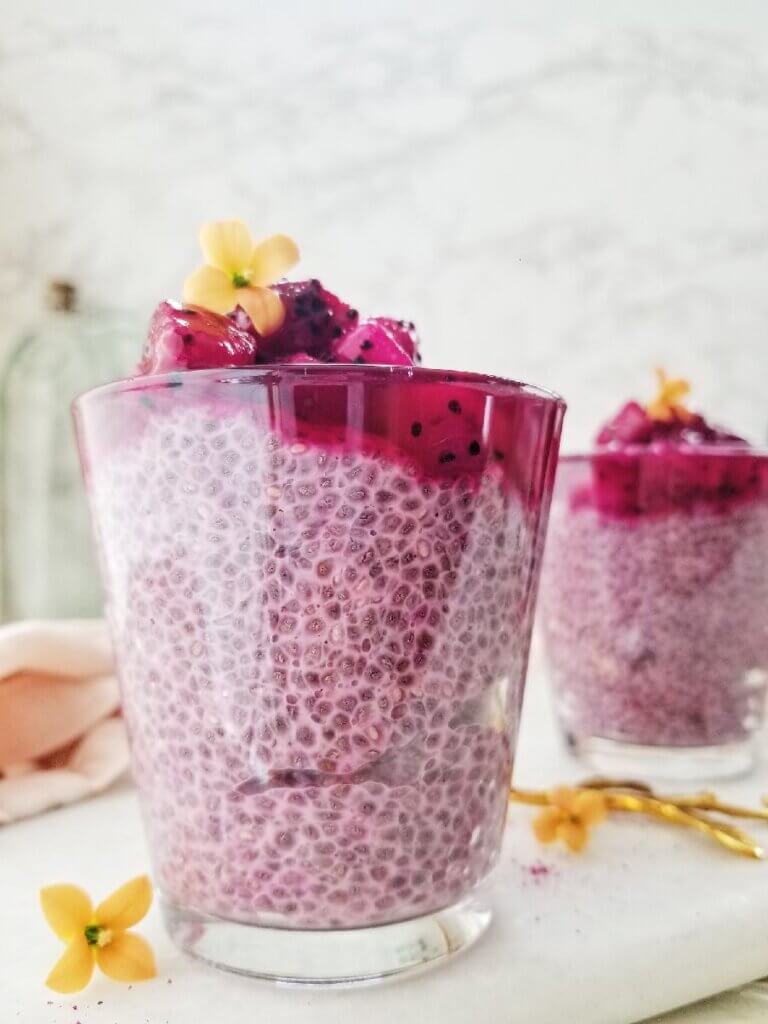 pink dragon fruit chia pudding recipe