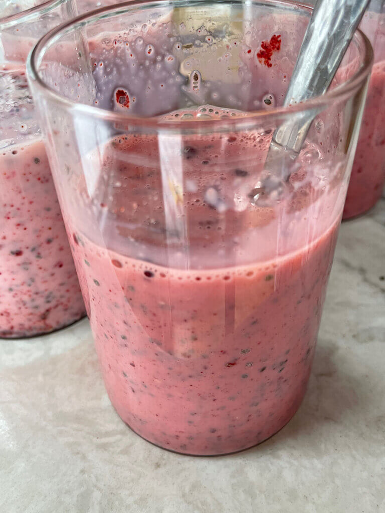 mixing chia pudding