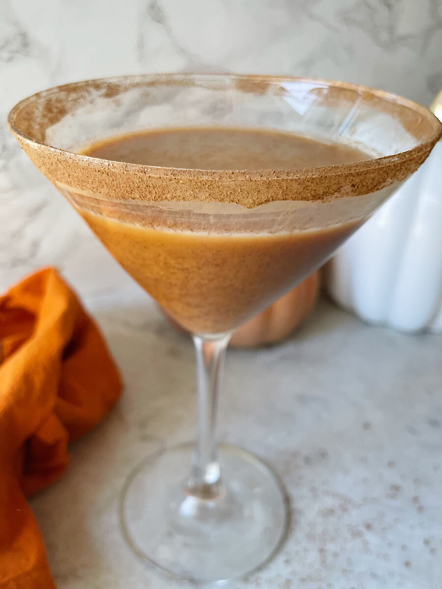 pumpkin pie martini with cinnamon rim