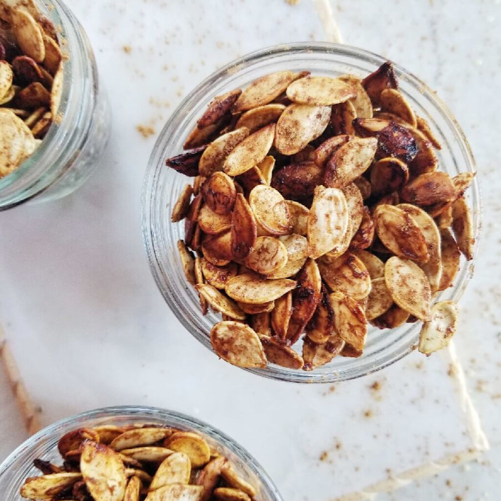 healthy pumpkin spice roasted pumpkin seeds recipe