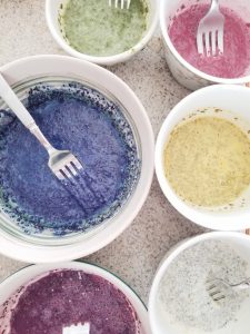 natural dyed rainbow chia pudding