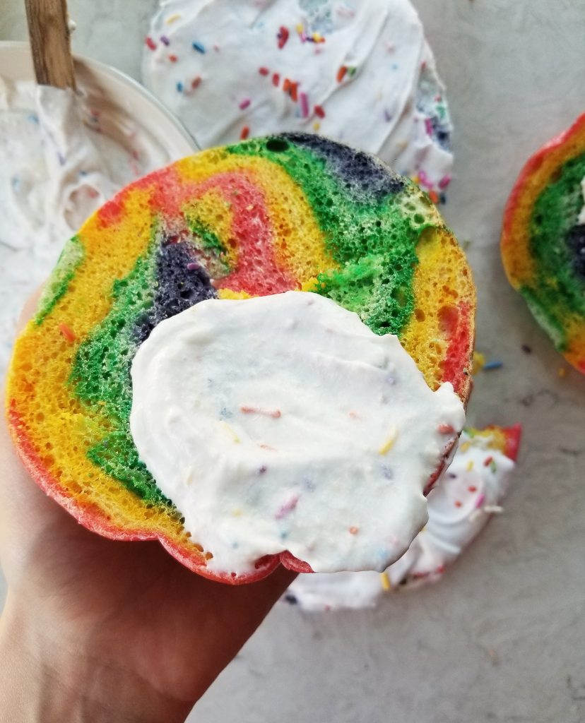 sourdough rainbow bagels