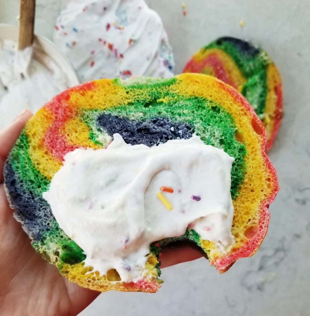 sourdough rainbow bagels