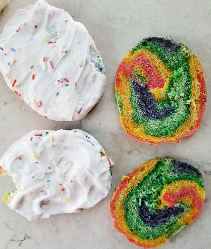 sourdough rainbow bagels