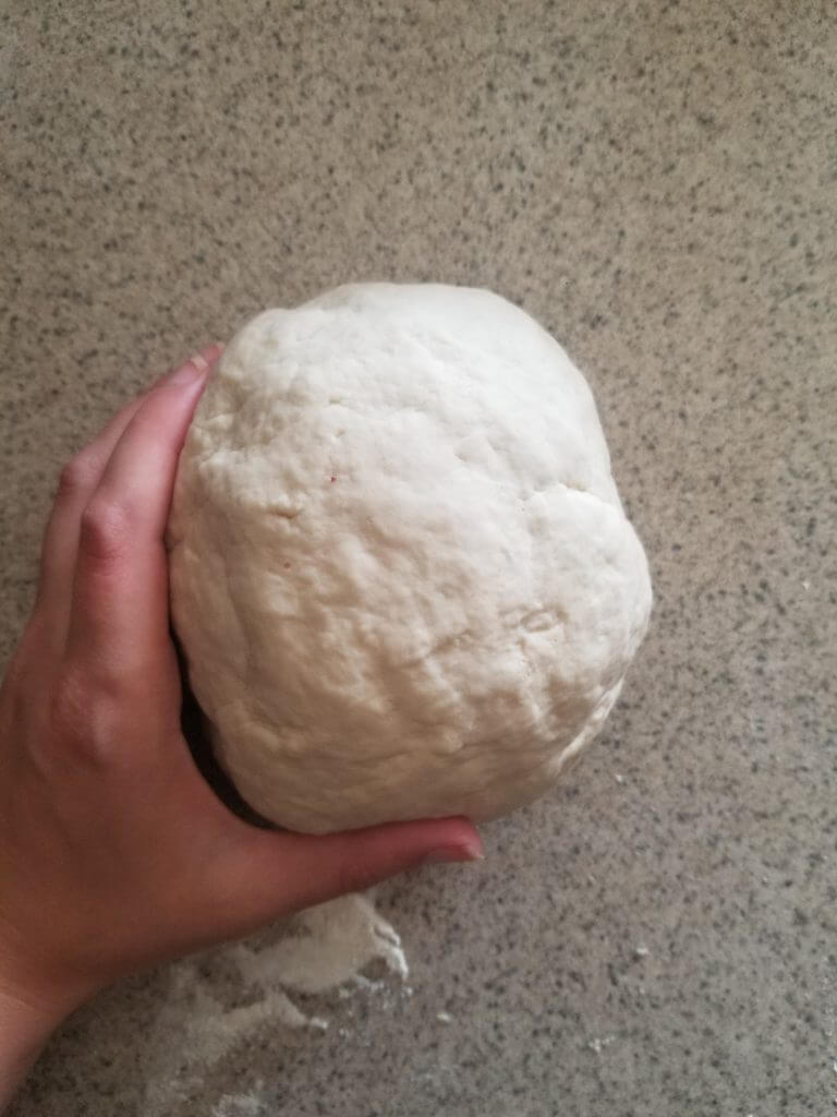 bagel dough before cutting and coloring it