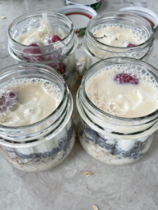 raspberry chia seed overnight oats before mixing