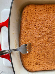 poking holes in cake
