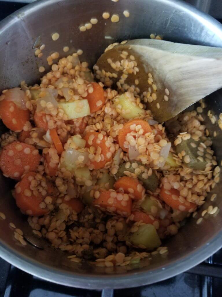 red lentils with the spices mixed in for flavor