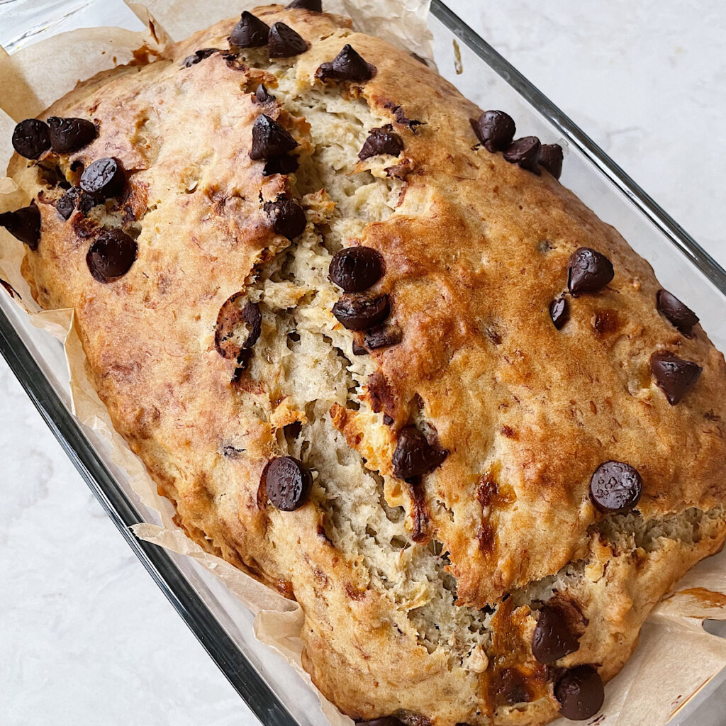 Sourdough banana bread with chocolate chips