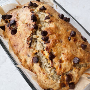 Sourdough banana bread with chocolate chips