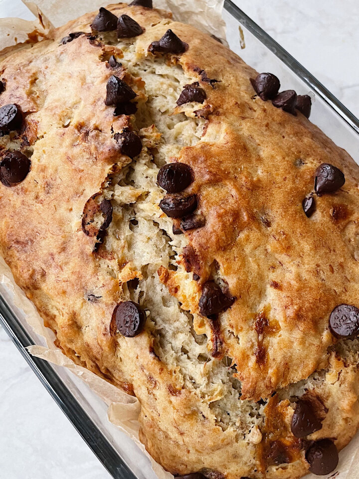 Sourdough banana bread with chocolate chips