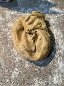 sourdough cinnamon roll dough after overnight 12 hour rise