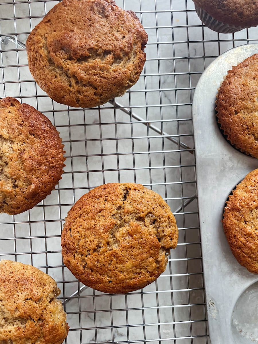 sourdough discard banana walnut muffins