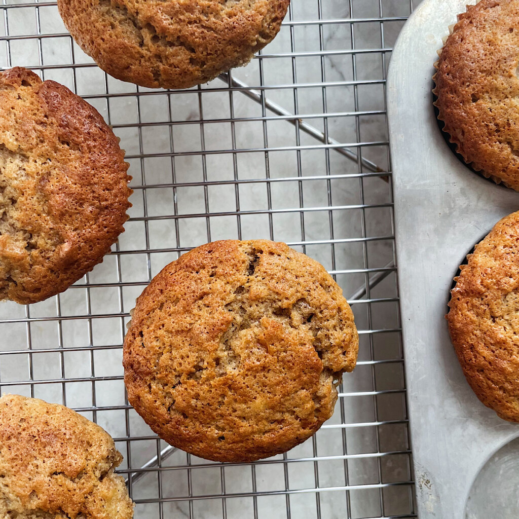 Sourdough discard banana walnut muffins recipe