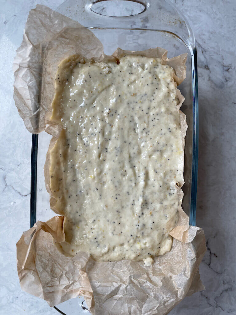 Sourdough Discard Lemon Poppy Seed Bread Recipe before baking
