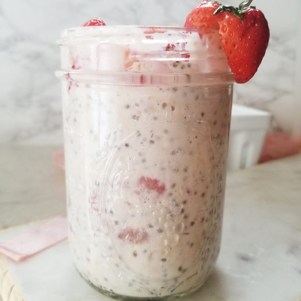 strawberries and cream overnight oats
