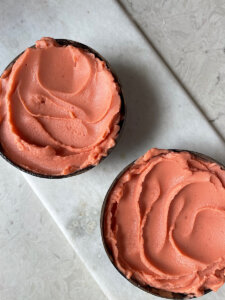 two strawberry mango smoothie bowls thick