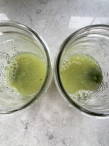 fresh lime juice in glass with mint
