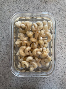 cashews soaking in water