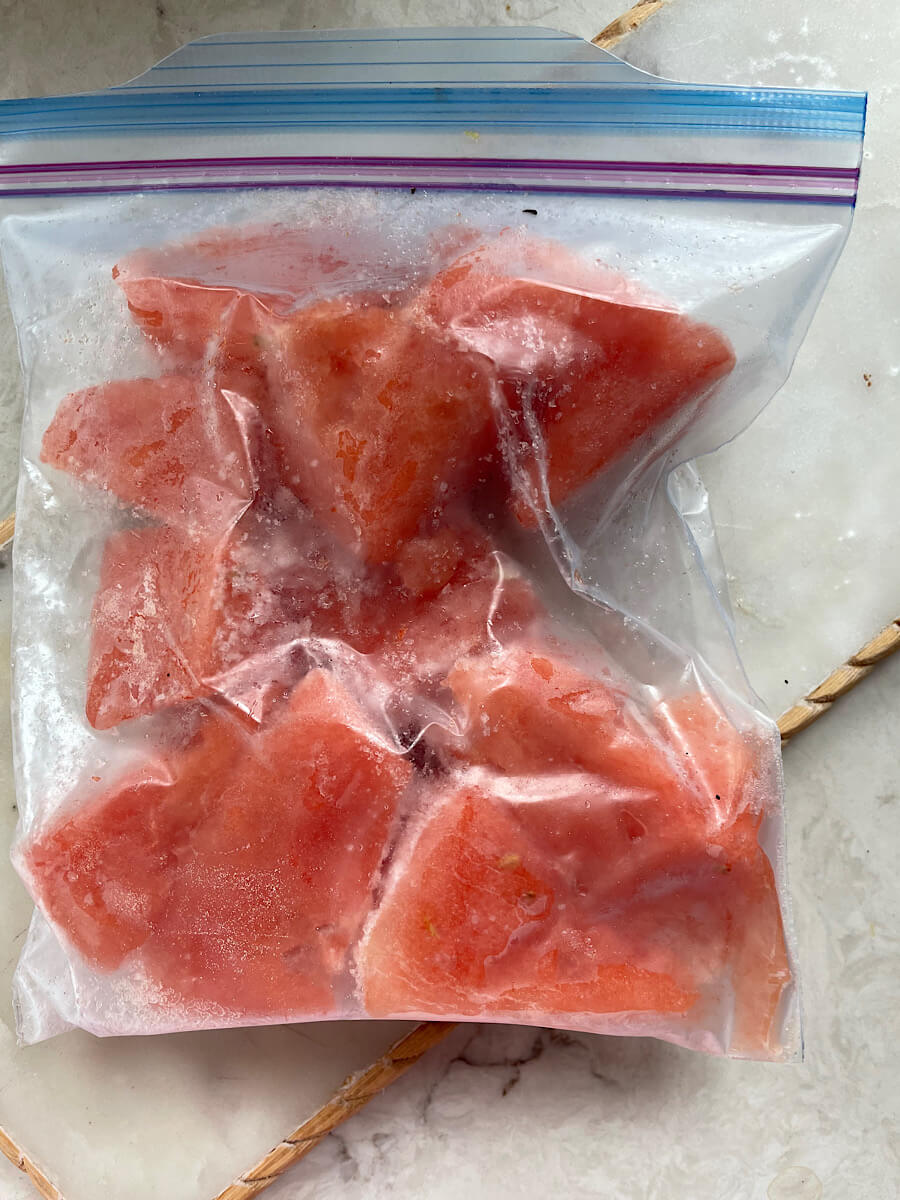 frozen watermelon from the freezer