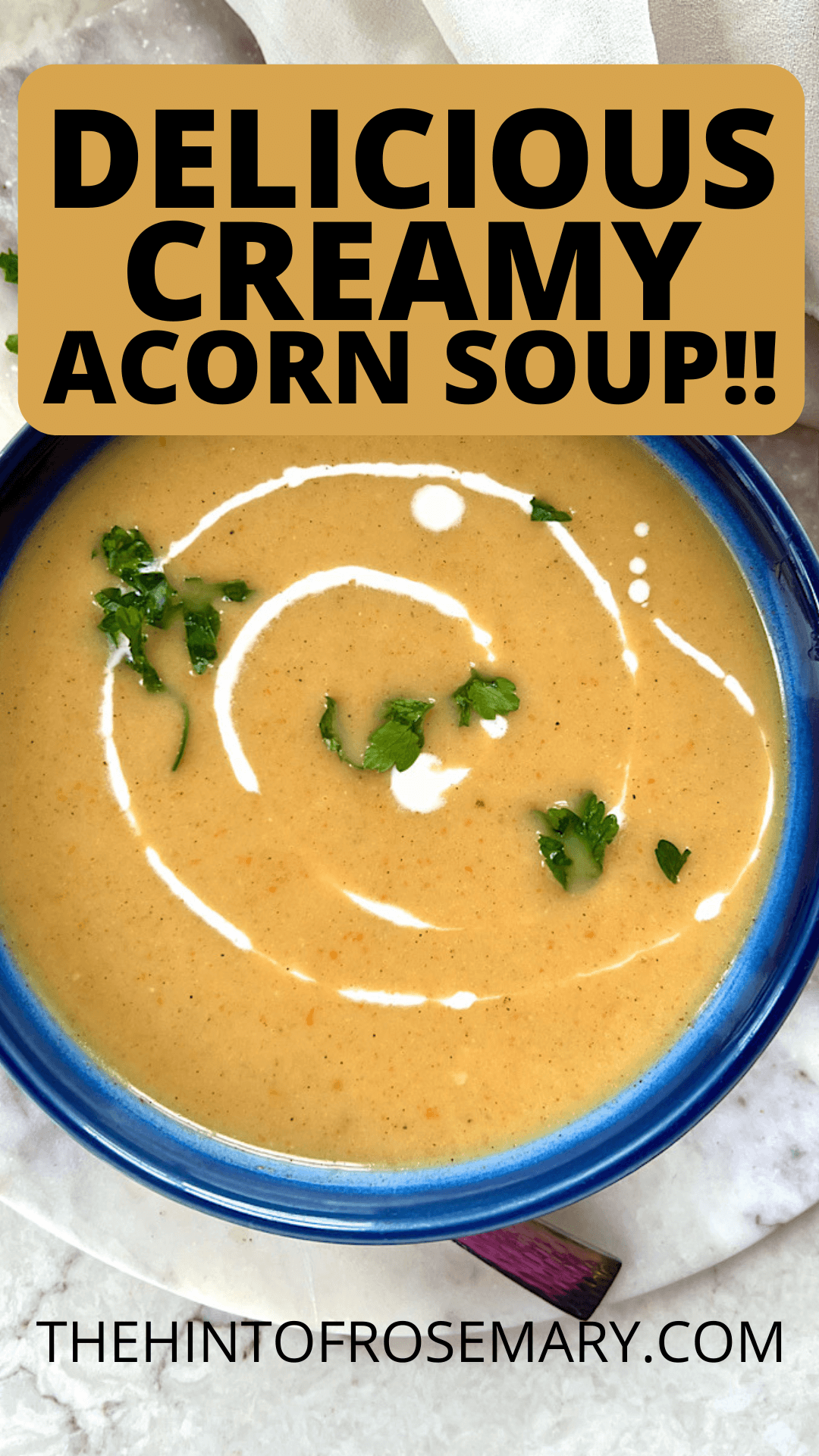 Roasted acorn squash soup recipe Pinterest pin
